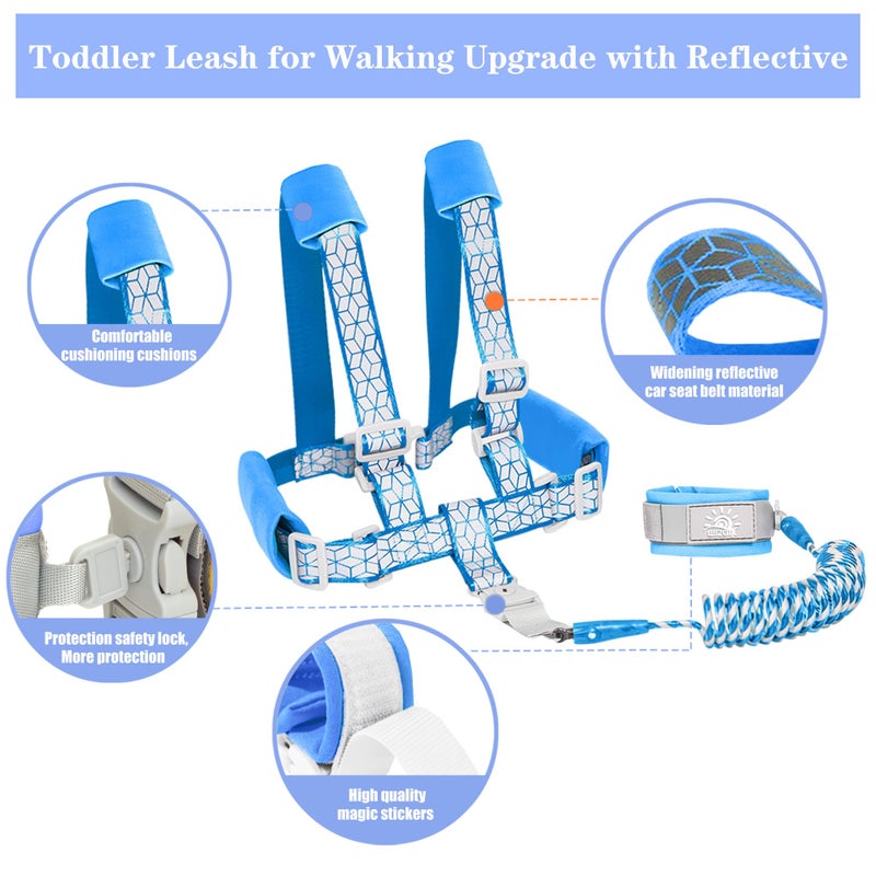 WSZCML Toddler Leash for Walking, Toddler Safety Harnesses Leashes, Safety Harness with Lock for Kids, Anti Lost Wrist Link for Toddlers ，Upgrade with Reflective Tape Liner（6.5ft）for Kids - Image 3